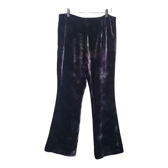 RALPH RALPH LAUREN Tartan Label Y2K 10 M Velvet Flared Pants High Rise Paisley - Picture 2 of 12